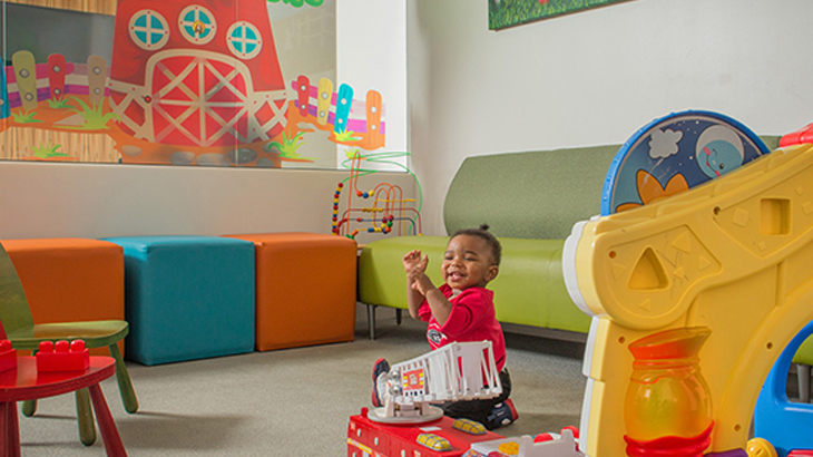 young child in transplant waiting room
